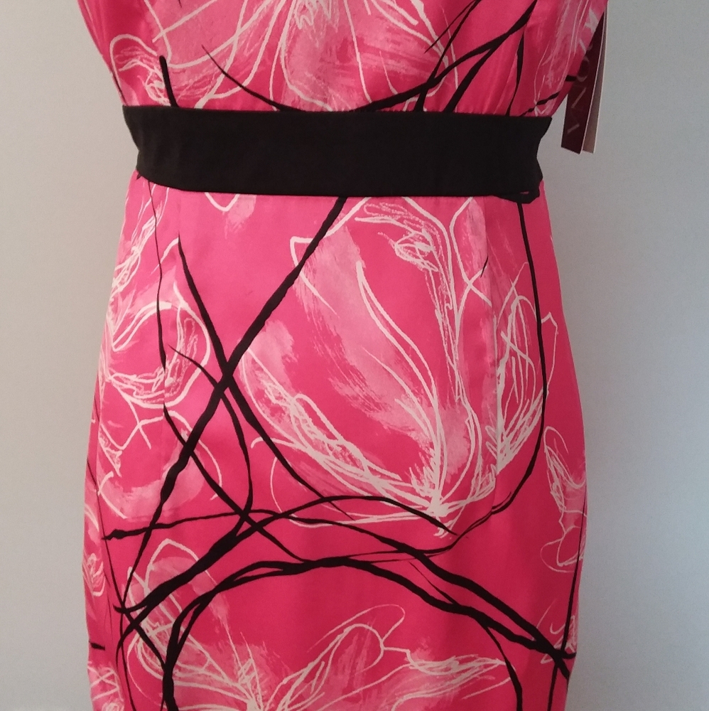 NWT Merona Pink and Black Halter Style Dress with Floral Design - Picture 4 of 13